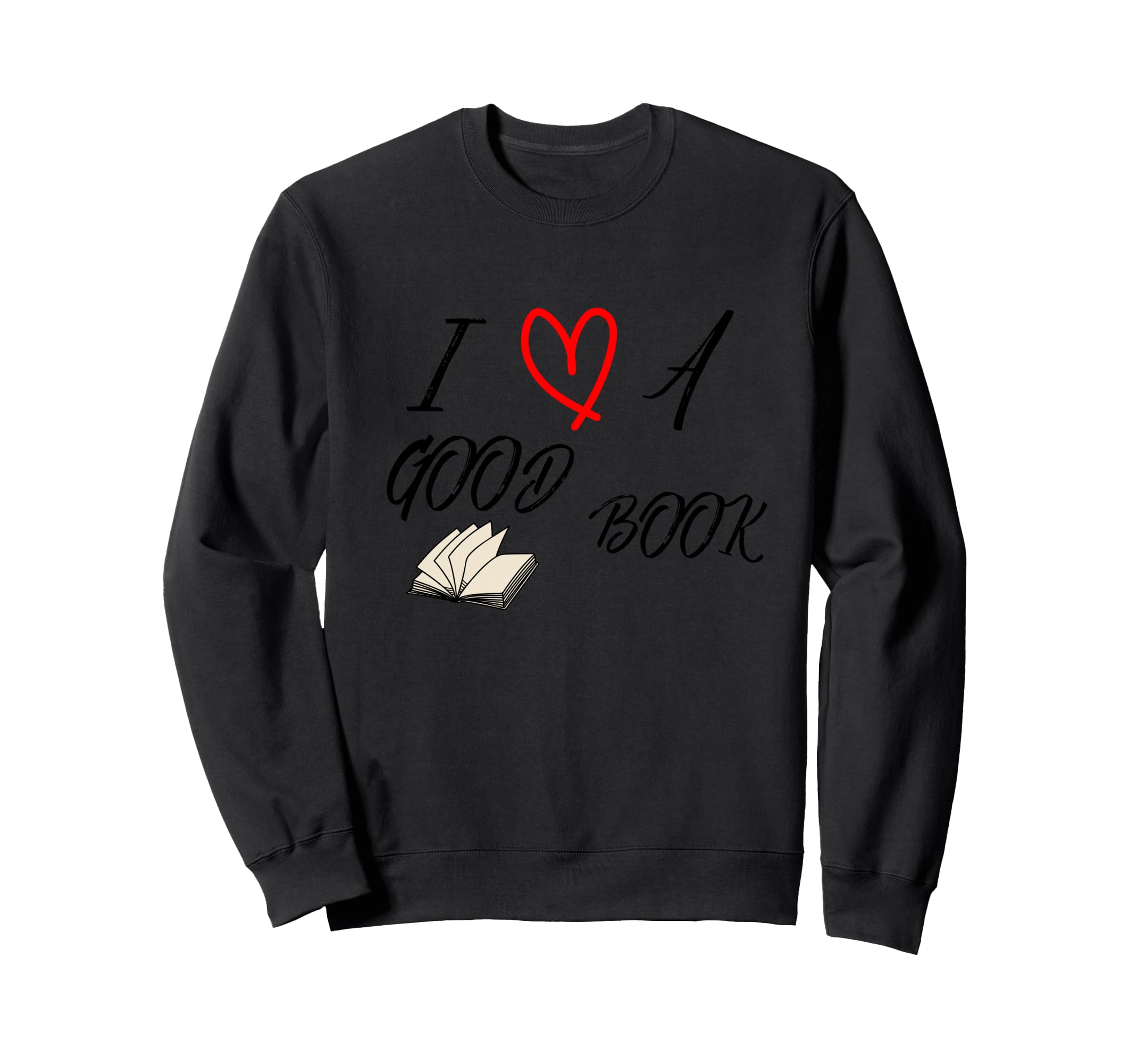 I Love Good Book Heart Open Book Sweatshirt - Minimalist Print Men Women - T-Shirt, Sweatshirt, Hoodie