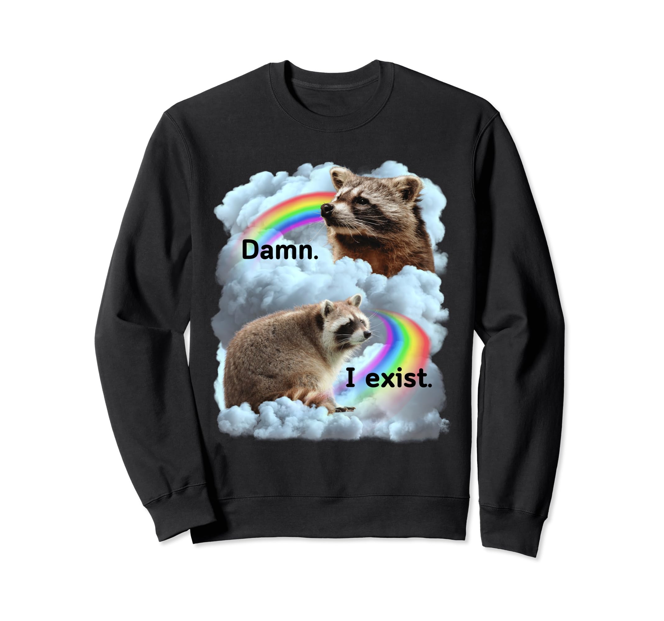 Raccoon Funny I Exist Depression Sweatshirt - Trendy Graphic for Adults - T-Shirt, Sweatshirt, Hoodie