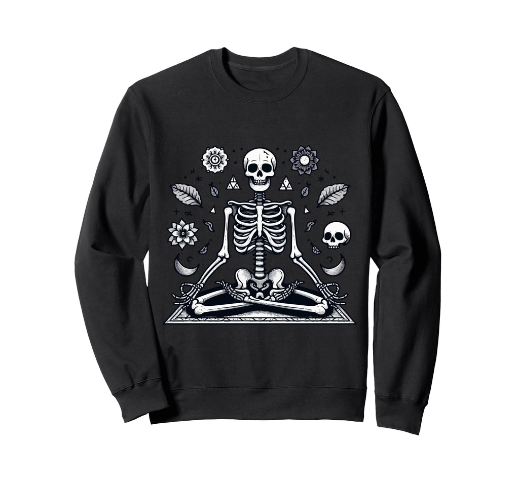Meditation Skeleton Yoga Pose Sweatshirt - Aesthetic Graphic Unisex - T-Shirt, Sweatshirt, Hoodie
