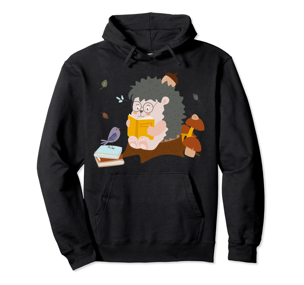 Hedgehog Read Book Reading Books Hoodie - Novelty Apparel Men Women - T-Shirt, Sweatshirt, Hoodie
