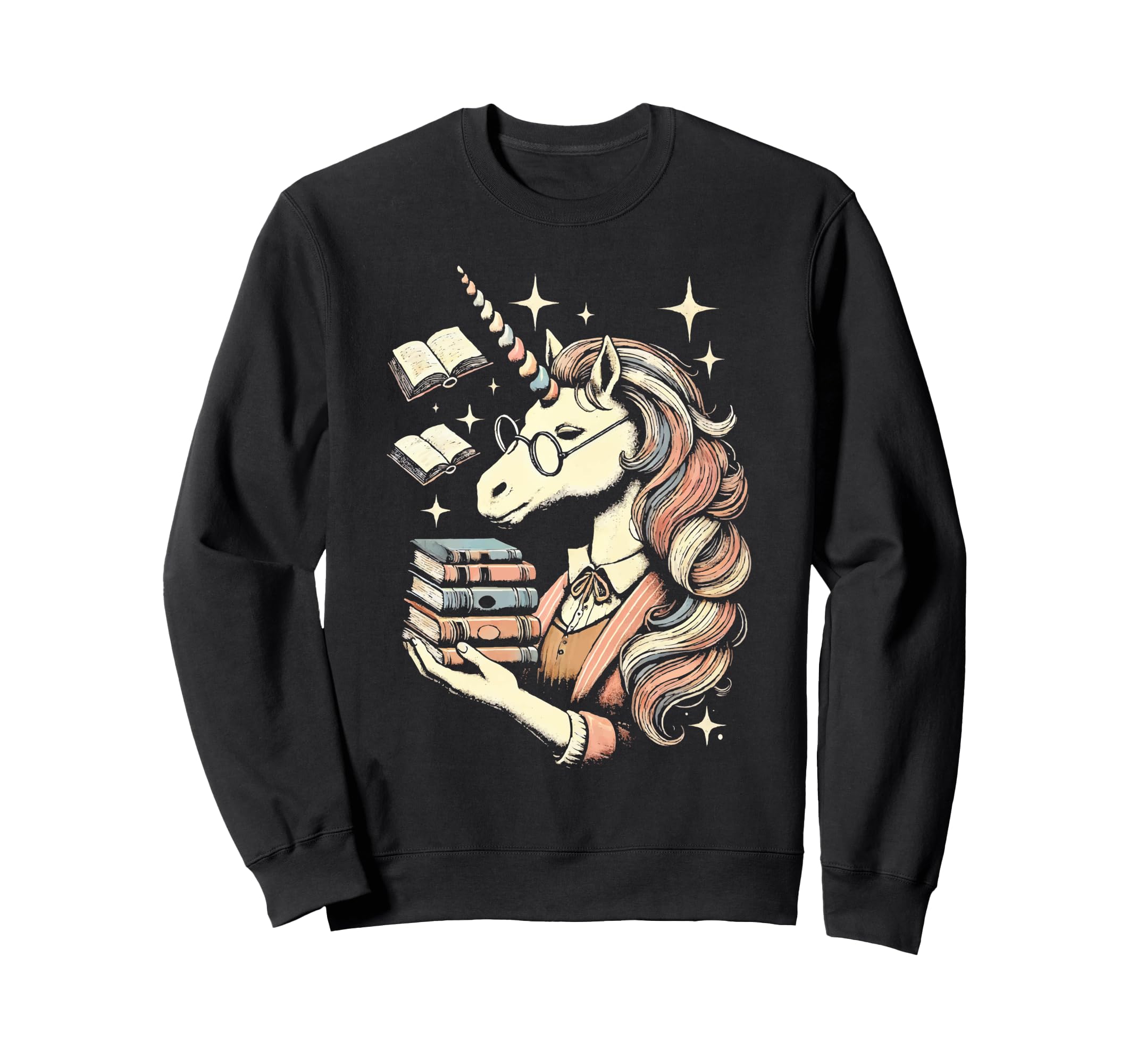 Unicorn Librarian Library Book Sweatshirt - Unique Graphic Men Women - T-Shirt, Sweatshirt, Hoodie