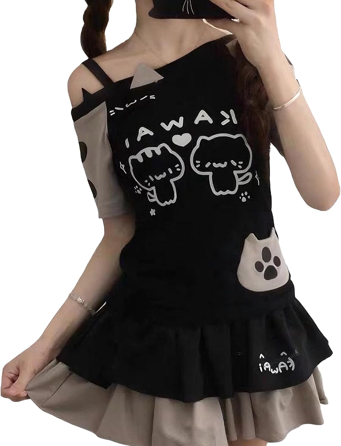 Y2K Harajuku Fashion Kawaii Shirts Graphic Tees Off Shoulder Cutecore Shirts Gothic Tops Kawaii Clothes for Teens - T-Shirt, Sweatshirt, Hoodie