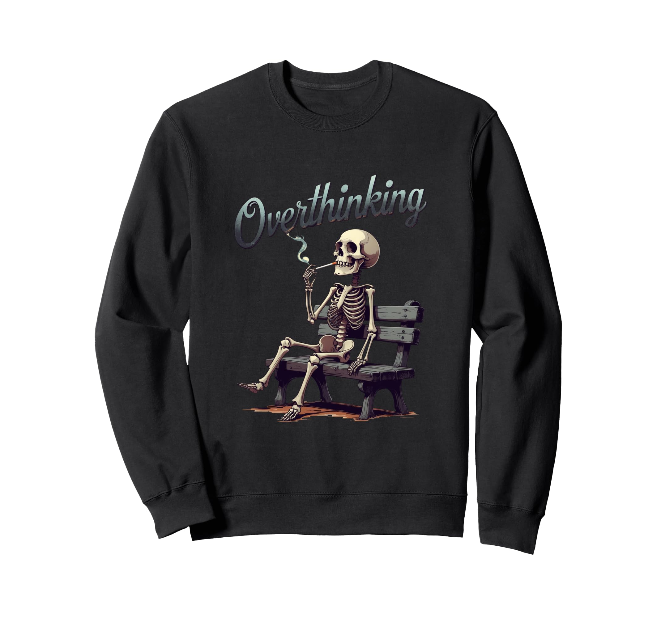 Thoughtful Skeleton Overthinking Sweatshirt - Custom Art Print Unisex - T-Shirt, Sweatshirt, Hoodie
