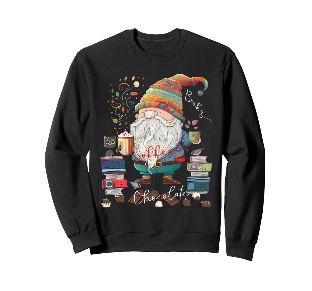 I Need Coffee Cats Books Chocolate Sweatshirt - Custom Art Print Men Women - T-Shirt, Sweatshirt, Hoodie