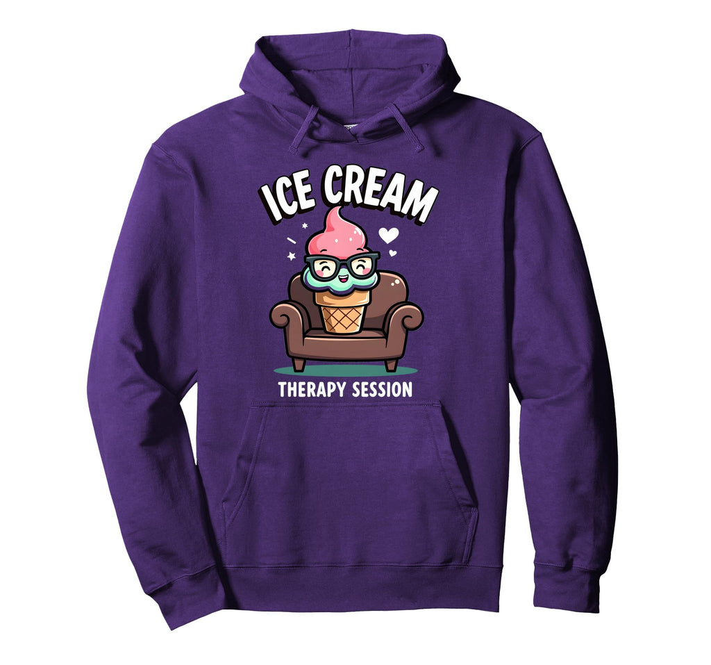 Ice Cream Therapy Session Funny Dessert Hoodie - Minimalist Print Unisex - T-Shirt, Sweatshirt, Hoodie