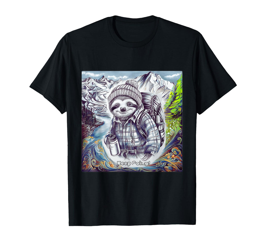 Abstract Colorful Adventure Sloth T-Shirt - Fun Novelty Design for Adults - T-Shirt, Sweatshirt, Hoodie