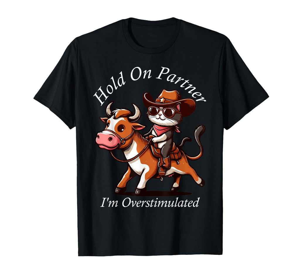 Funny Cat Riding Bull Hold T-Shirt - Casual Everyday Wear for Adults - T-Shirt, Sweatshirt, Hoodie