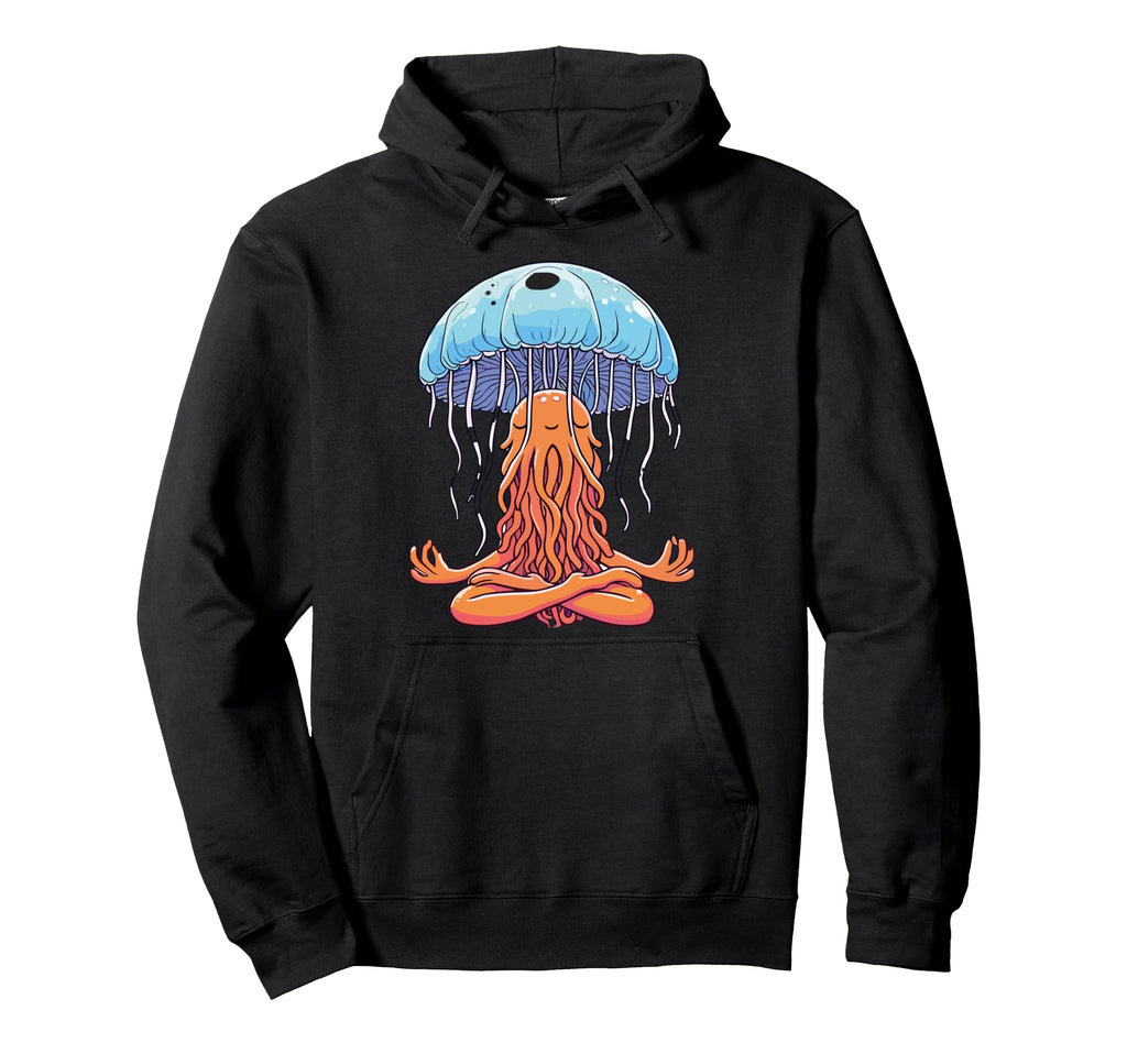 Meditation Jellyfish Yoga Pose Hoodie - Minimalist Print Men Women - T-Shirt, Sweatshirt, Hoodie