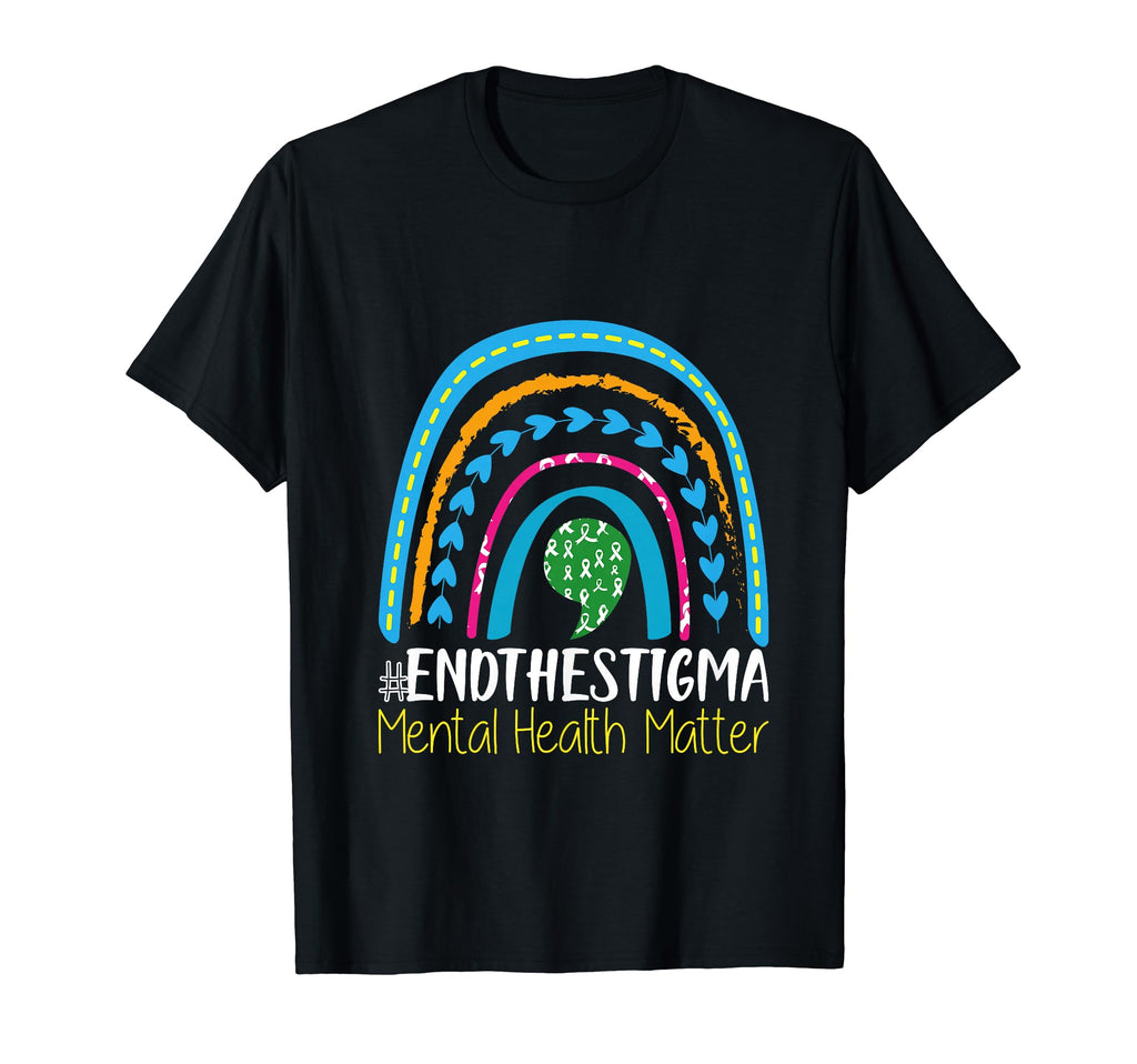 Mental Health Matters End Stigma Rainbow T-Shirt - Custom Art Print Unisex - T-Shirt, Sweatshirt, Hoodie