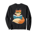 Fox Nerd Book Glasses Sweatshirt - Minimalist Print for Adults - T-Shirt, Sweatshirt, Hoodie