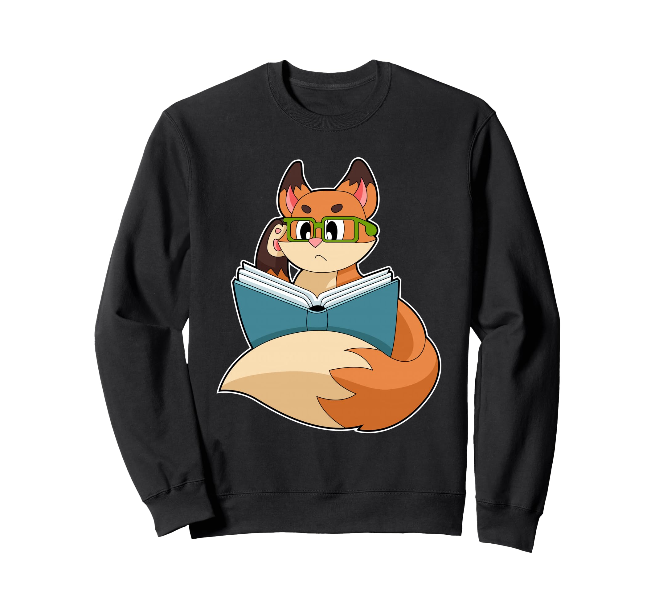 Fox Nerd Book Glasses Sweatshirt - Minimalist Print for Adults - T-Shirt, Sweatshirt, Hoodie