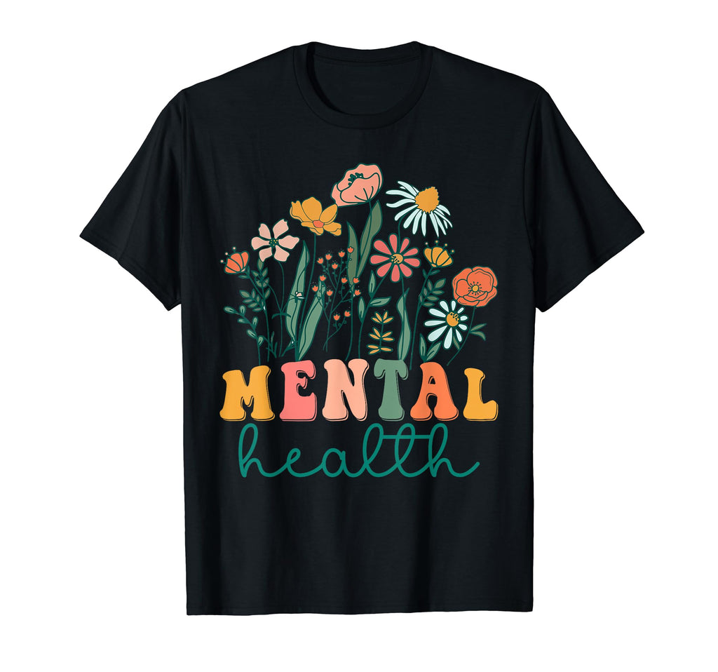 Groovy Wildflower Mental Health Tees T-Shirt - Custom Art Print Unisex - T-Shirt, Sweatshirt, Hoodie