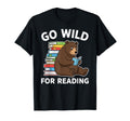 Go Wild Reading Bear Book Stack T-Shirt - Aesthetic Graphic for Adults - T-Shirt, Sweatshirt, Hoodie