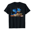 Book Lover Dragon Reading Stack Books T-Shirt - Graphic Print Men Women - T-Shirt, Sweatshirt, Hoodie