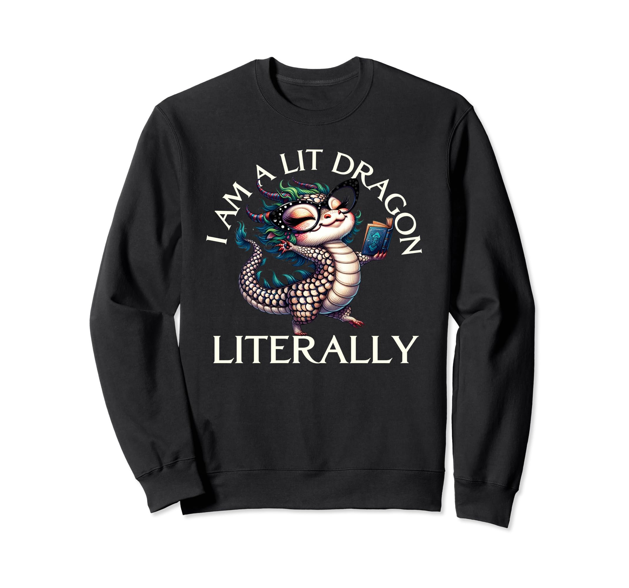 Witty Lit Dragon Reader Bookish Sweatshirt - Custom Art Print Men Women - T-Shirt, Sweatshirt, Hoodie
