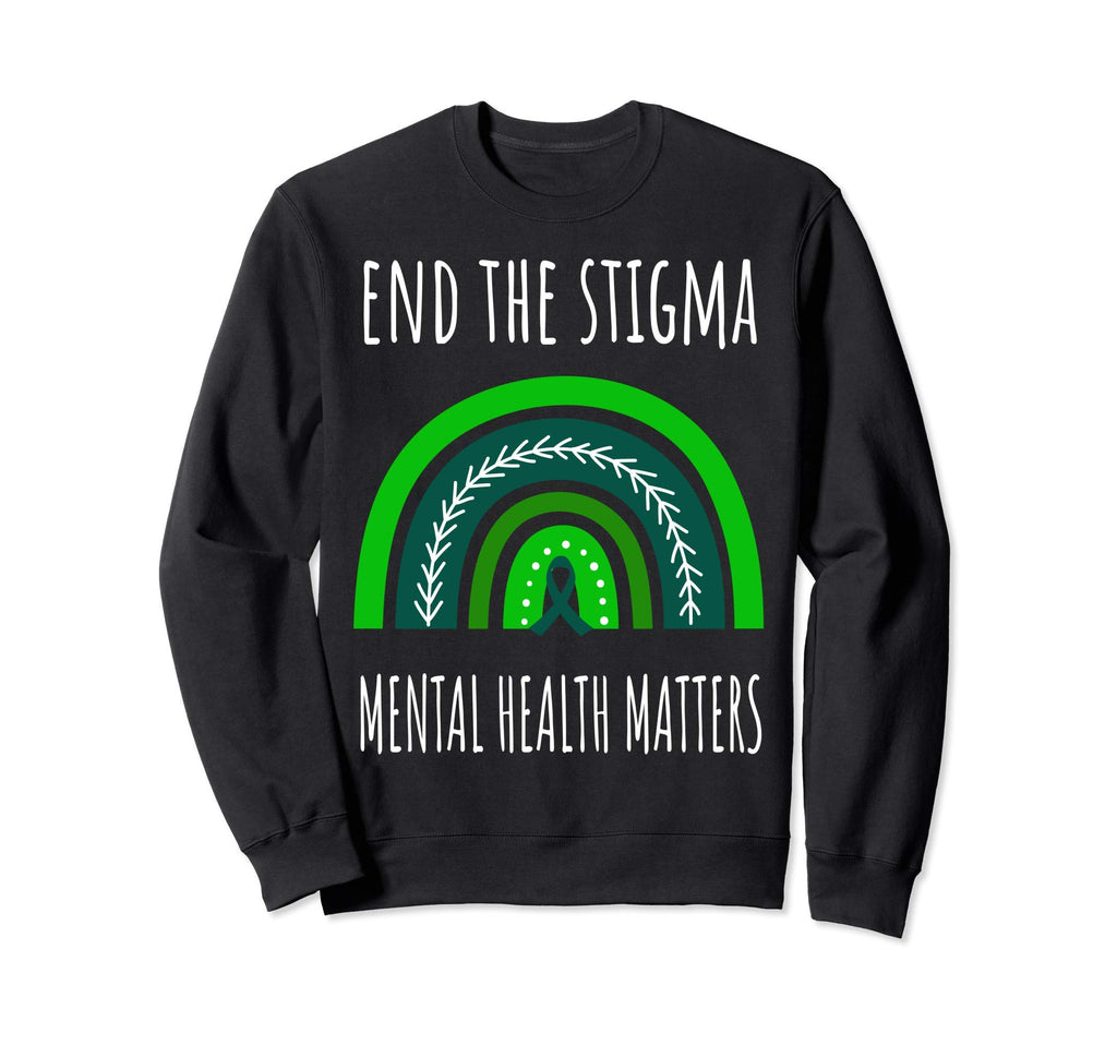 Green Rainbow End Stigma Mental Sweatshirt - Minimalist Print for Adults - T-Shirt, Sweatshirt, Hoodie