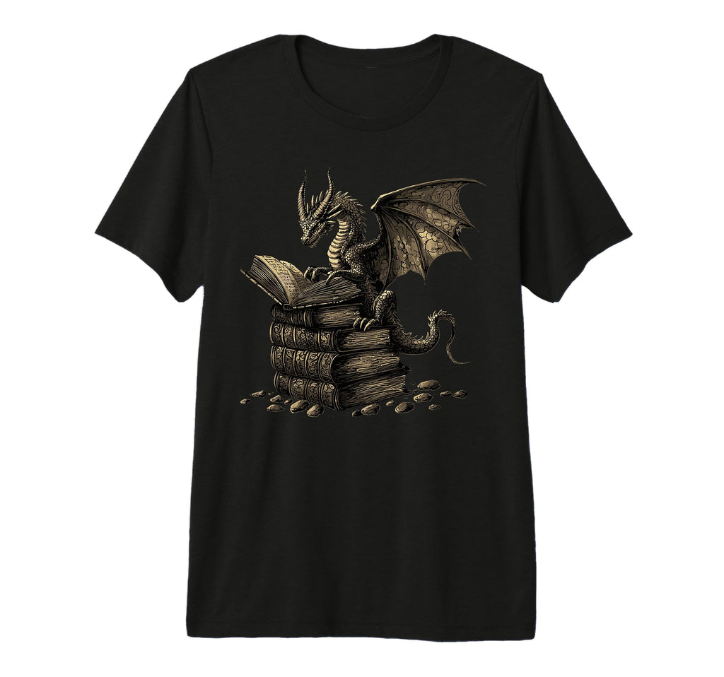 Dragon Reading Book Fantasy Reader T-Shirt - Fun Novelty Design Men Women - T-Shirt, Sweatshirt, Hoodie