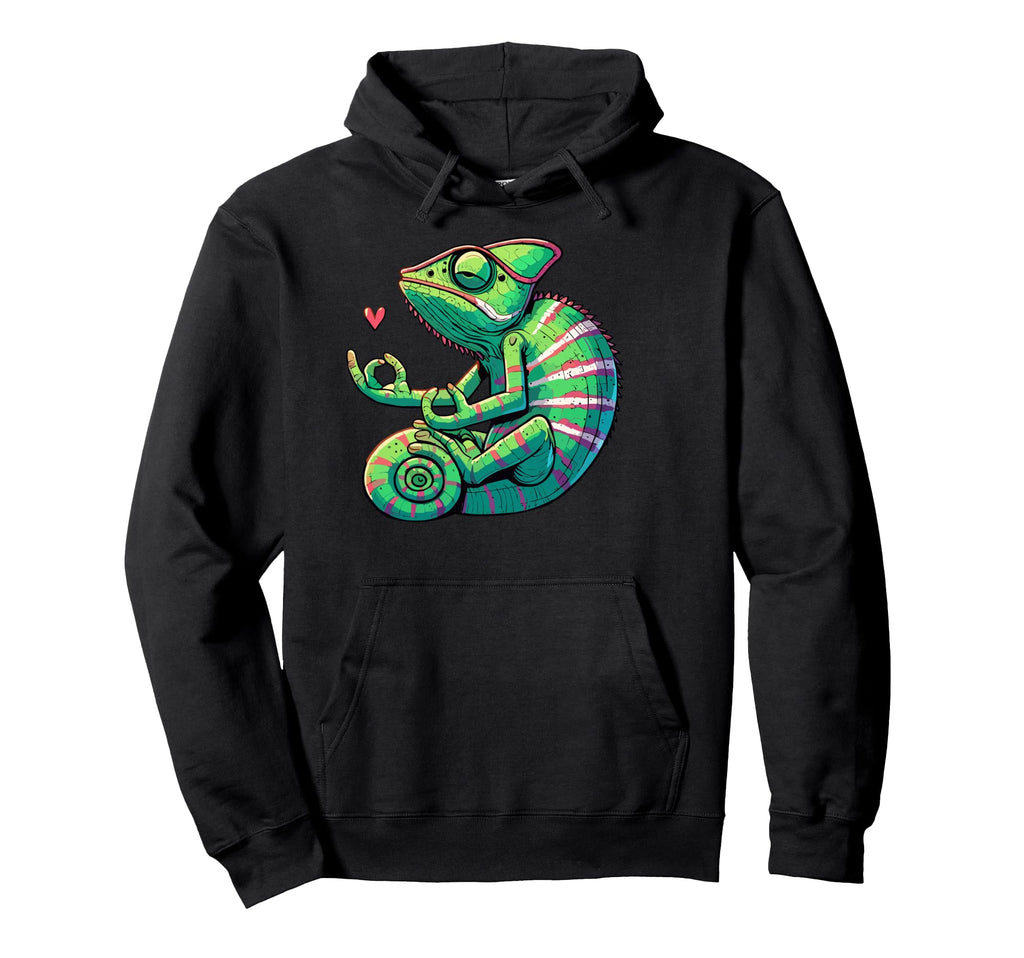 Meditation Chameleon Yoga Pose Hoodie - Aesthetic Graphic for Adults - T-Shirt, Sweatshirt, Hoodie