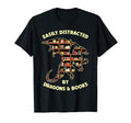 Easily Distracted Dragon And Books Funny T-Shirt - Novelty Apparel Unisex - T-Shirt, Sweatshirt, Hoodie