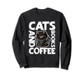 Cats Coffee Books Book Lovers Sweatshirt - Custom Art Print for Adults - T-Shirt, Sweatshirt, Hoodie