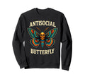 Antisocial Butterfly Skull Goth Moth Sweatshirt - Novelty Apparel Unisex - T-Shirt, Sweatshirt, Hoodie