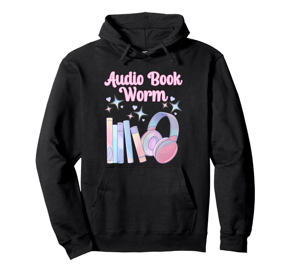 Audio Book Worm Book Lover Pastel Hoodie - Custom Art Print Unisex - T-Shirt, Sweatshirt, Hoodie
