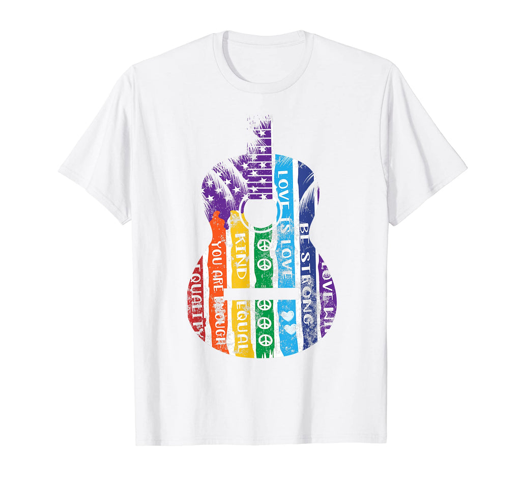 Guitar Lgbtq Us American Flag Gay T-Shirt - Minimalist Print for Adults - T-Shirt, Sweatshirt, Hoodie