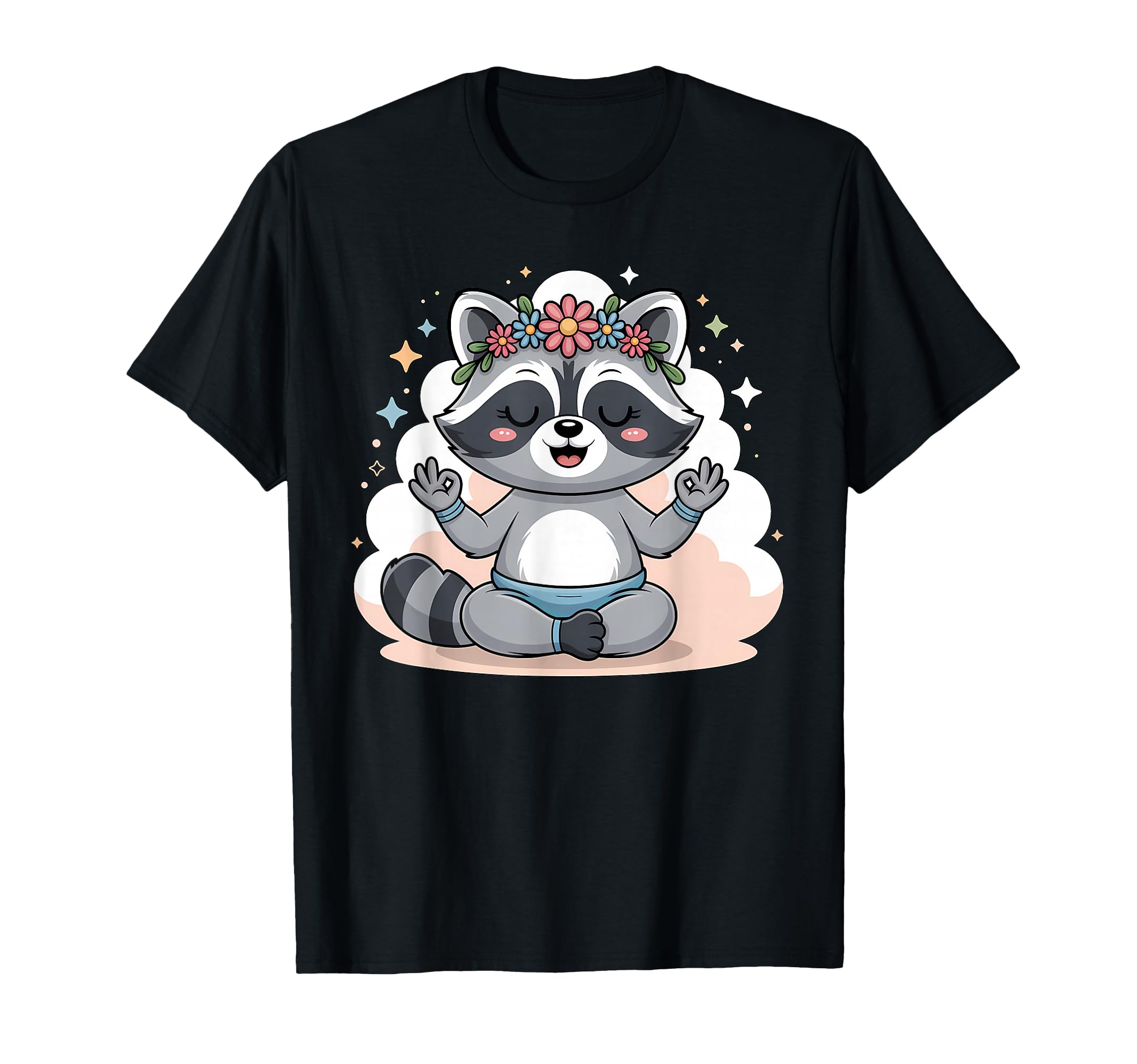 Yoga Raccoon Lotus Pose Mandala T-Shirt - Graphic Print for Adults - T-Shirt, Sweatshirt, Hoodie