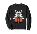 Cat Reading Book Nerd Kitty Bookworm Sweatshirt - Novelty Apparel Men Women - T-Shirt, Sweatshirt, Hoodie