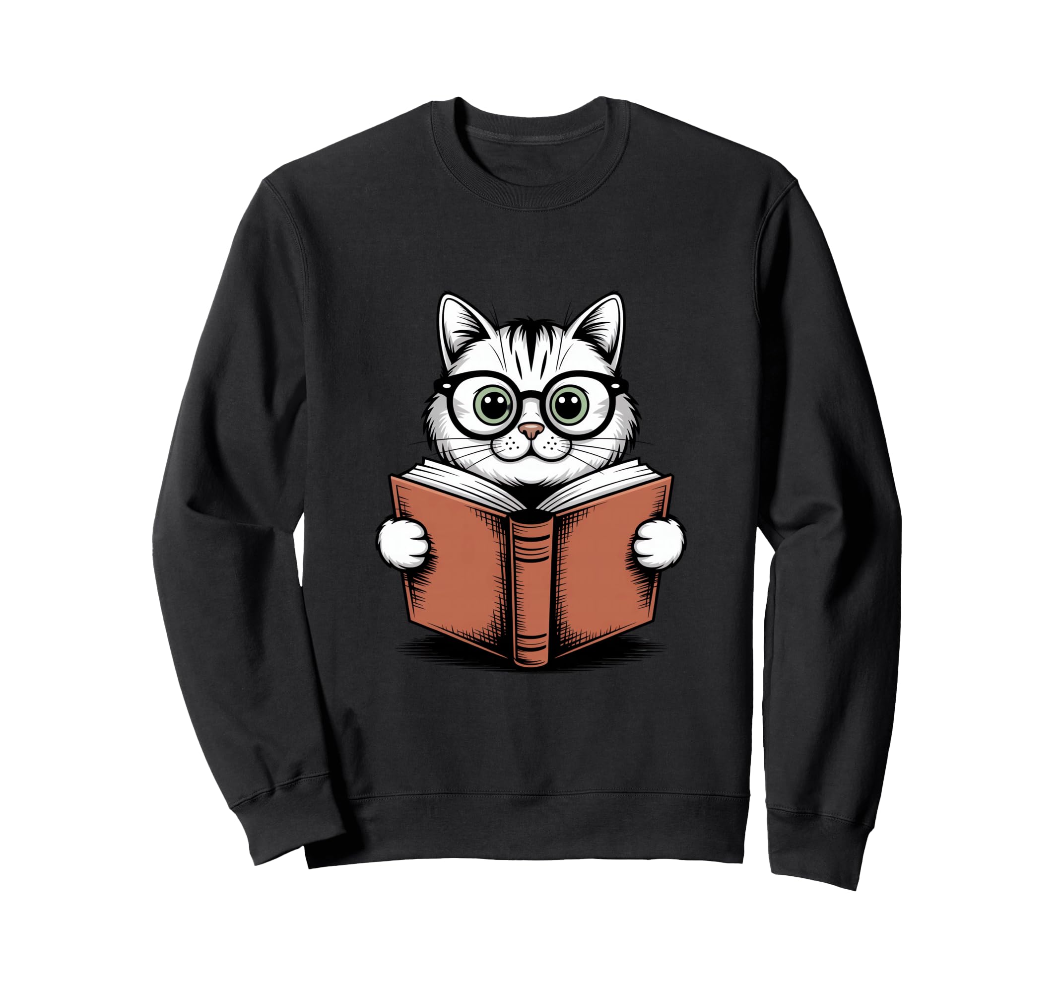 Cat Reading Book Nerd Kitty Bookworm Sweatshirt - Novelty Apparel Men Women - T-Shirt, Sweatshirt, Hoodie