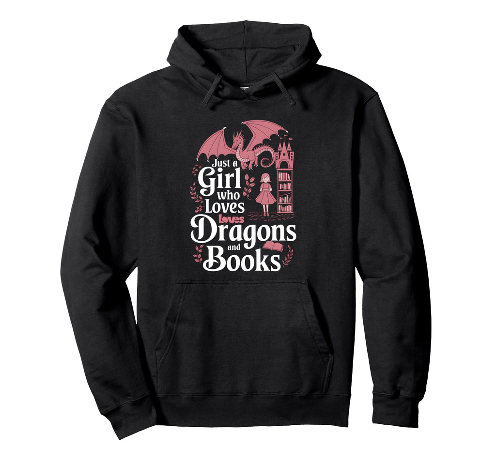 Just Who Loves Dragons And Books Hoodie - Trendy Graphic Men Women - T-Shirt, Sweatshirt, Hoodie