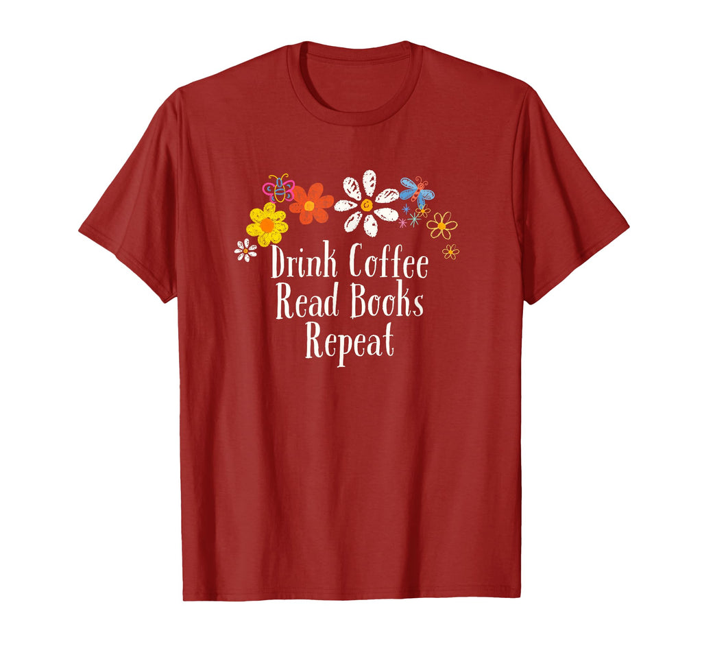 Flowers Drawing Drink Coffee Read Books T-Shirt - Graphic Print Unisex - T-Shirt, Sweatshirt, Hoodie