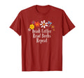 Flowers Drawing Drink Coffee Read Books T-Shirt - Graphic Print Unisex - T-Shirt, Sweatshirt, Hoodie