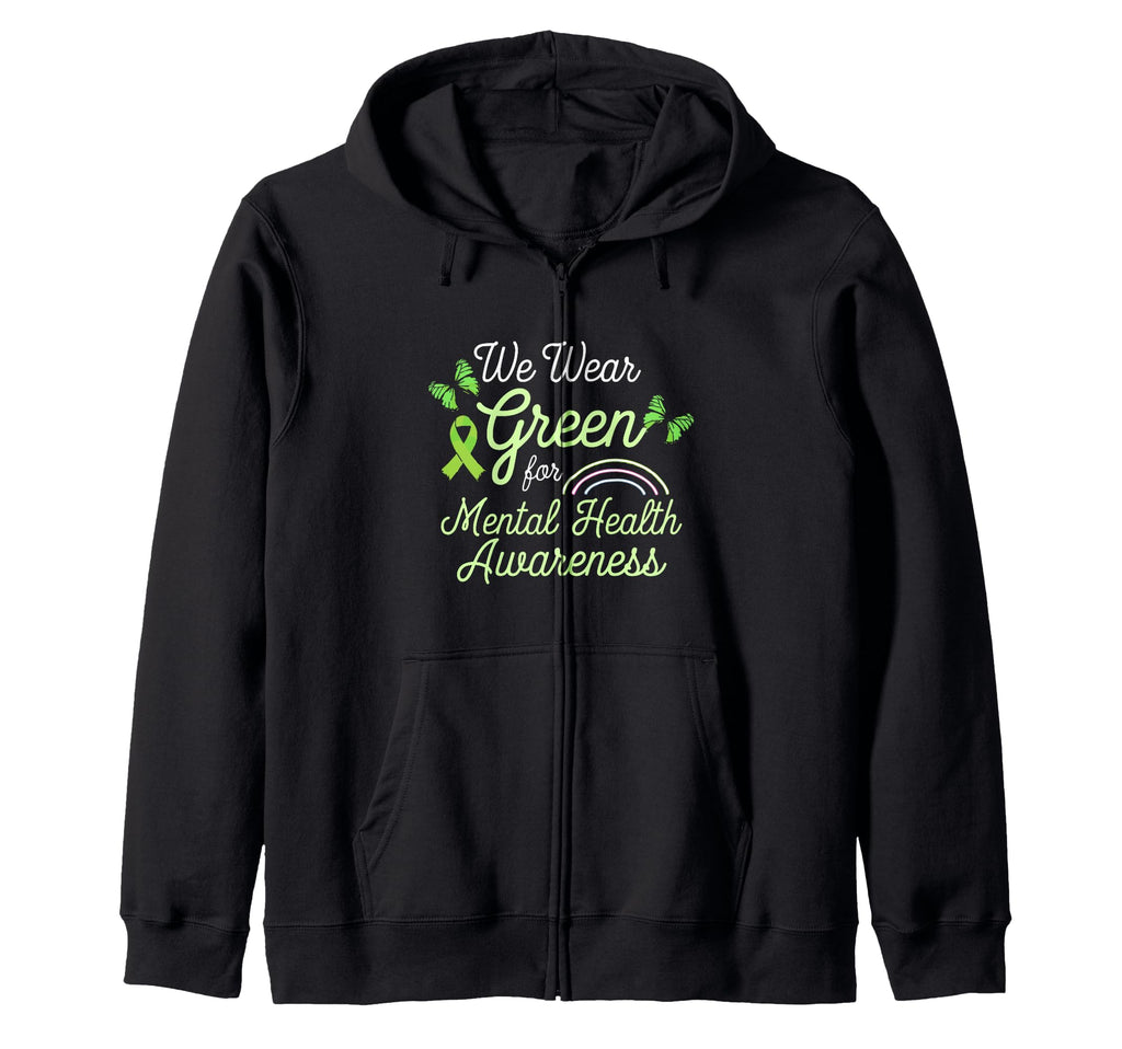 Mental Health Awareness Month Green Ribbon Hoodie - Novelty Apparel Unisex - T-Shirt, Sweatshirt, Hoodie