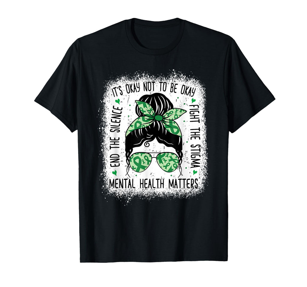 Mental Health Matters Messy Bun T-Shirt - Aesthetic Graphic for Adults - T-Shirt, Sweatshirt, Hoodie