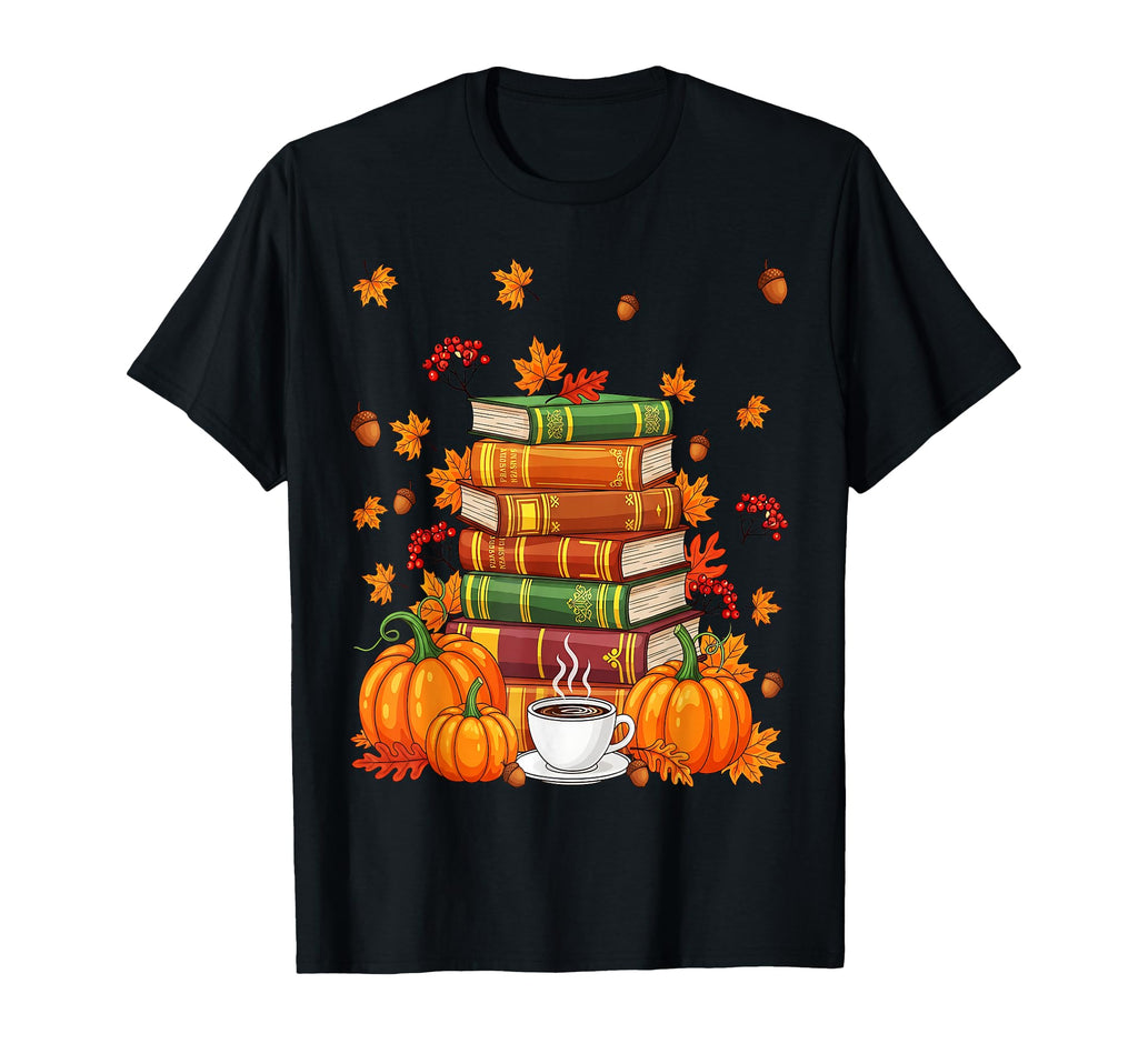 Autumn Books Coffee Pumpkin Fall Reading T-Shirt - Graphic Print Men Women - T-Shirt, Sweatshirt, Hoodie