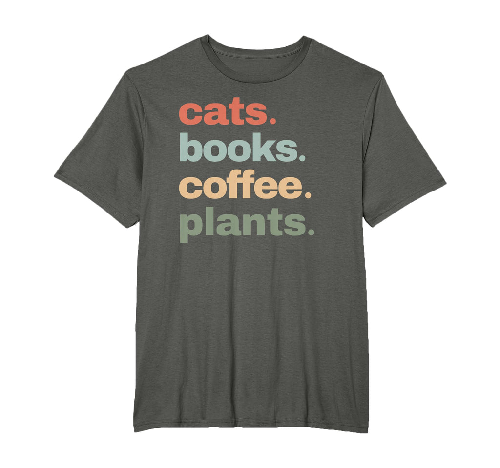 Funny Cats Books Coffee Plants T-Shirt - Custom Art Print for Adults - T-Shirt, Sweatshirt, Hoodie