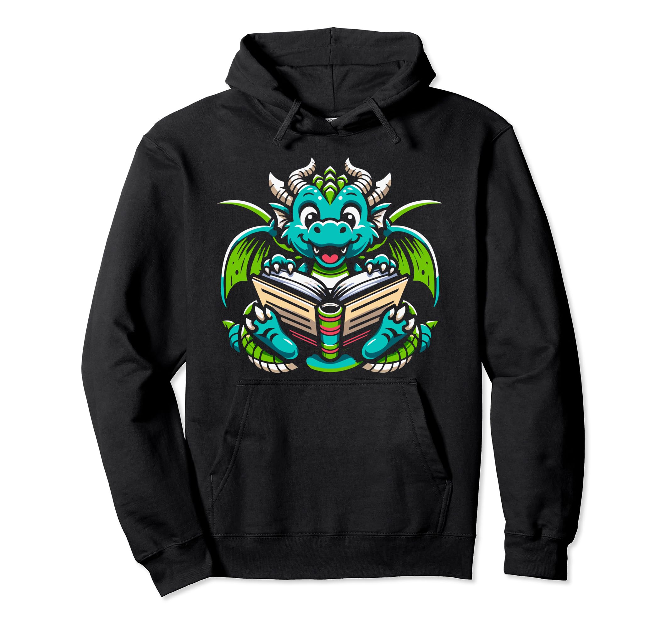 Dragon Reading Book Dragon Enthusiast Hoodie - Streetwear Style Unisex - T-Shirt, Sweatshirt, Hoodie