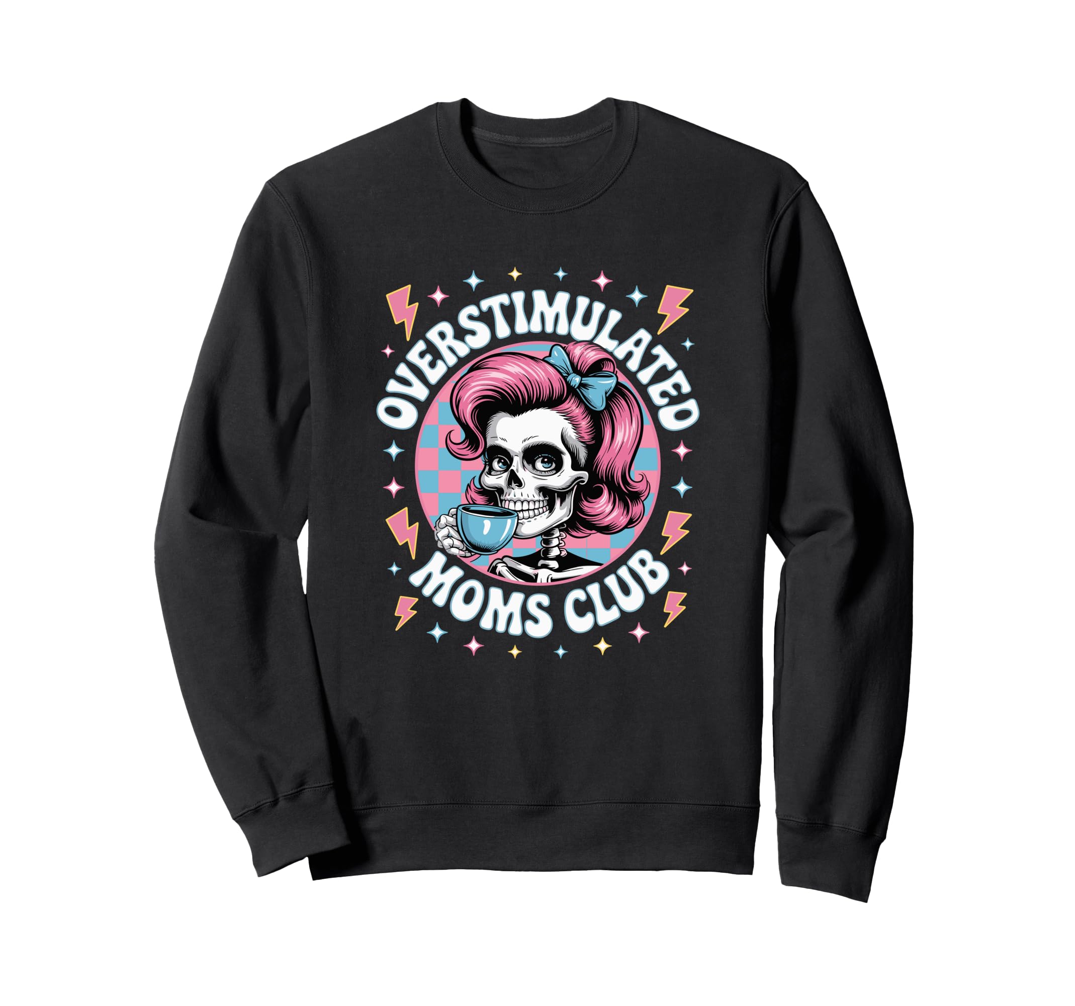 Overstimulated Moms Club Groovy Sweatshirt - Minimalist Print Men Women - T-Shirt, Sweatshirt, Hoodie