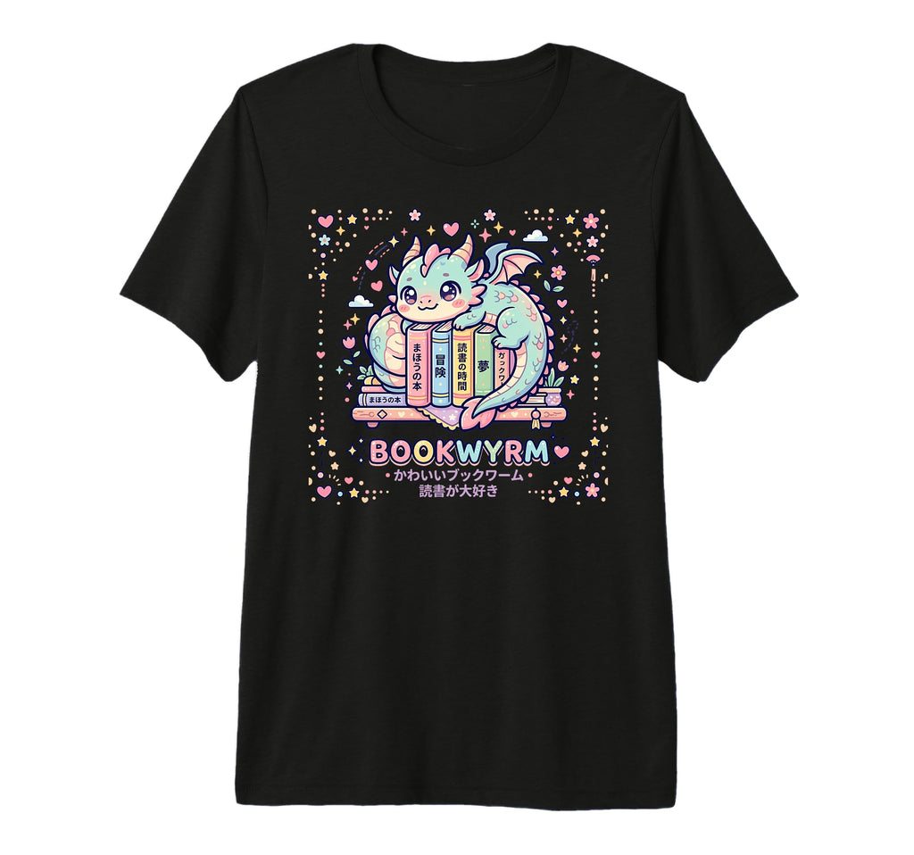 Bookwyrm Dragon Reading Books Kawaii T-Shirt - Streetwear Style Unisex - T-Shirt, Sweatshirt, Hoodie