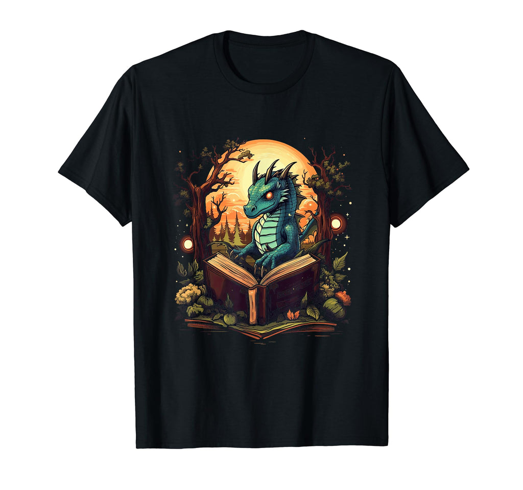 Book Dragon Reading Books Bookworm T-Shirt - Unique Graphic for Adults - T-Shirt, Sweatshirt, Hoodie