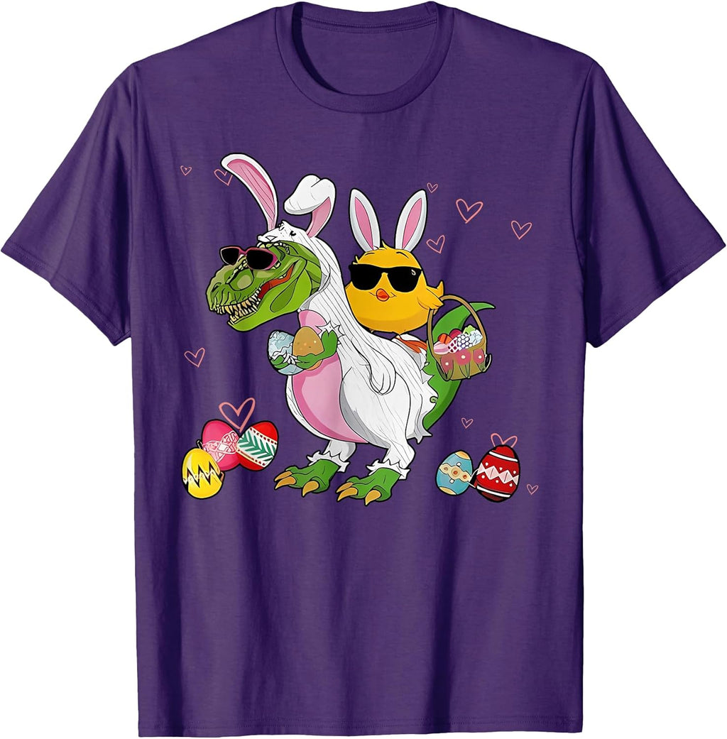 Chicken Riding Dinosaur Easter Day Unisex T-shirt, Sweatshirt, Hoodie, Long Sleeve Tee - T-Shirt, Sweatshirt, Hoodie