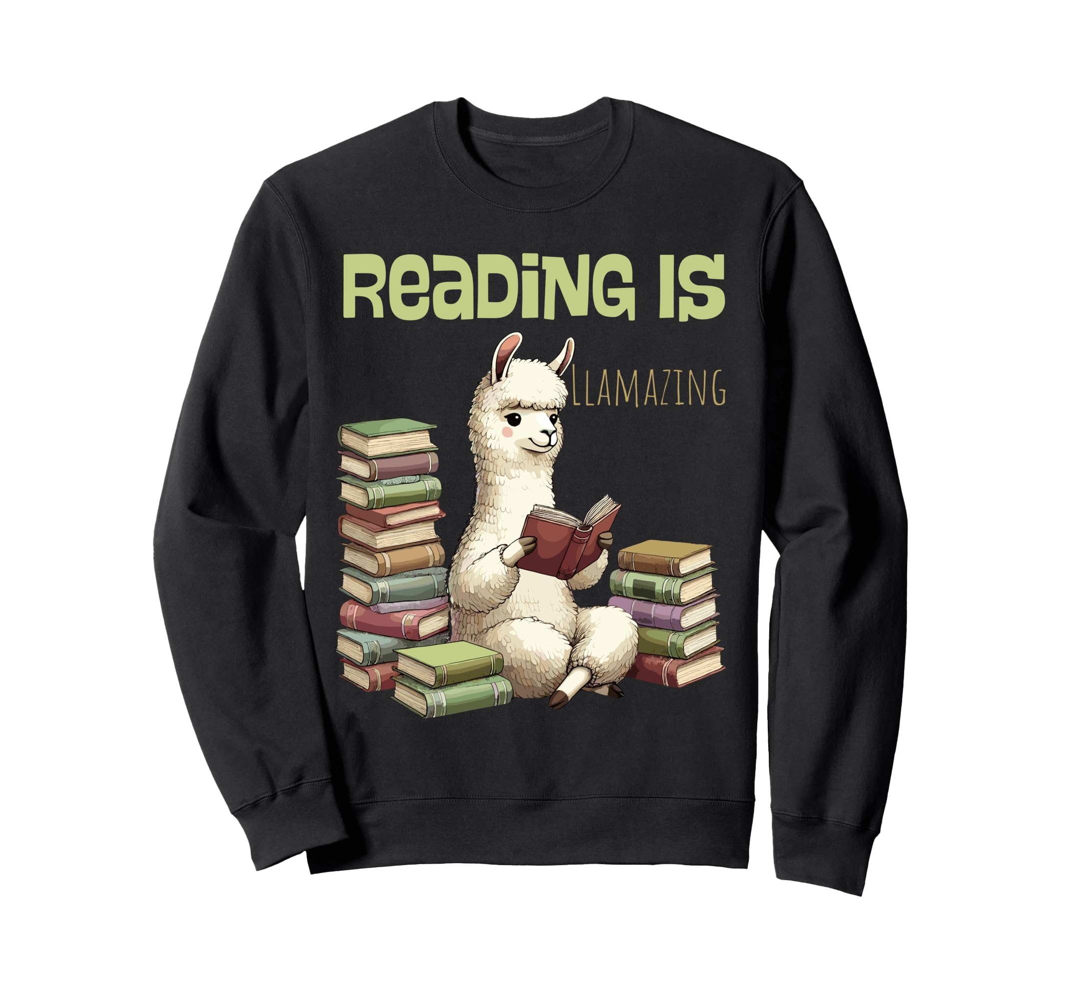 Llama Reading Book Reader Bookworm Sweatshirt - Trendy Graphic Unisex - T-Shirt, Sweatshirt, Hoodie