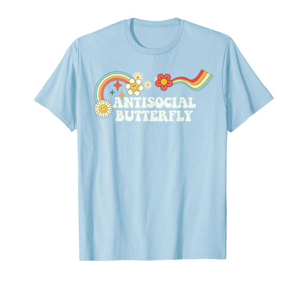 Groovy Funny Antisocial Butterfly T-Shirt - Unique Graphic Unisex - T-Shirt, Sweatshirt, Hoodie