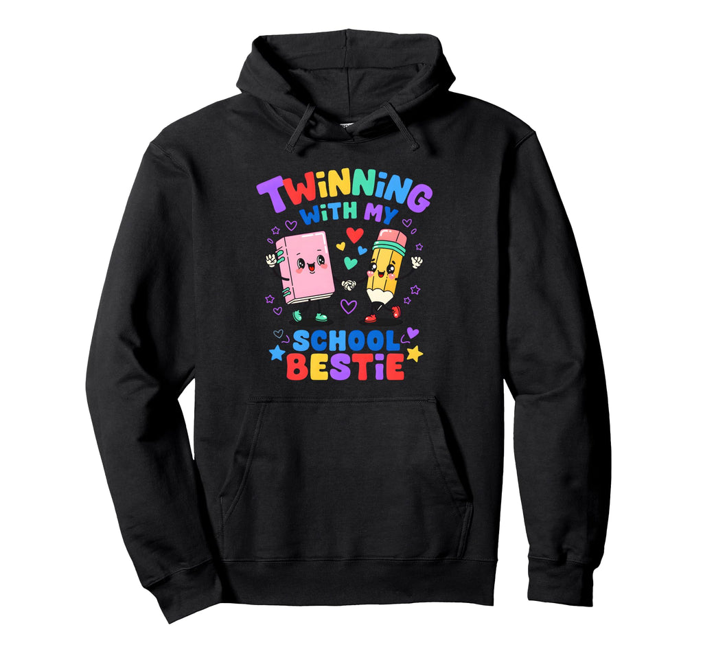 Twinning My School Bestie Back To School Hoodie - Graphic Print Unisex - T-Shirt, Sweatshirt, Hoodie