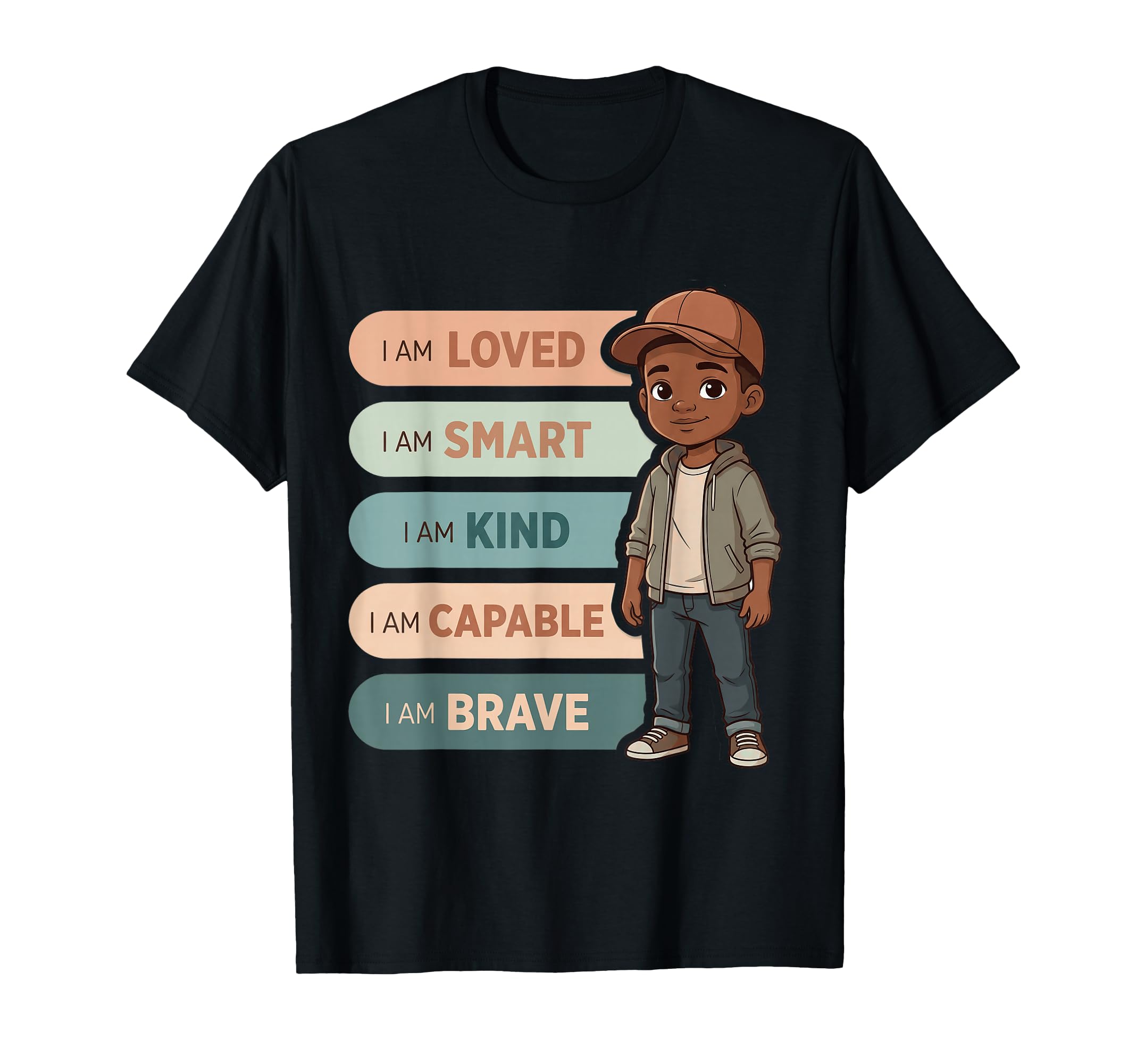 Black Affirmations I Am Brave Smart T-Shirt - Casual Everyday Wear Unisex - T-Shirt, Sweatshirt, Hoodie