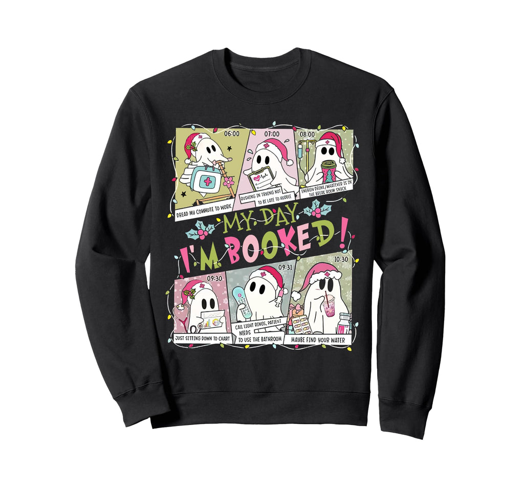 My Day Im Booked Ghost Book Nerd Book Sweatshirt - Minimalist Print Unisex - T-Shirt, Sweatshirt, Hoodie