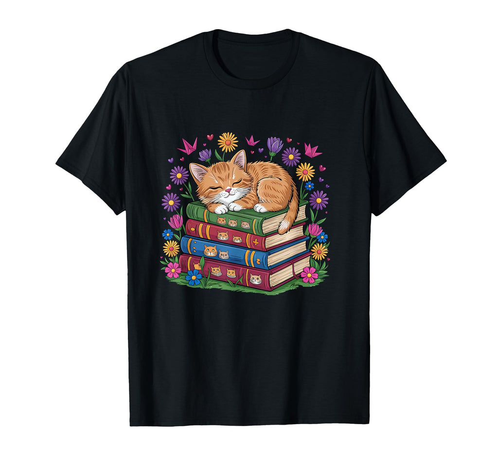 Cat Sleeps Books Pets Cats Reading T-Shirt - Streetwear Style for Adults - T-Shirt, Sweatshirt, Hoodie