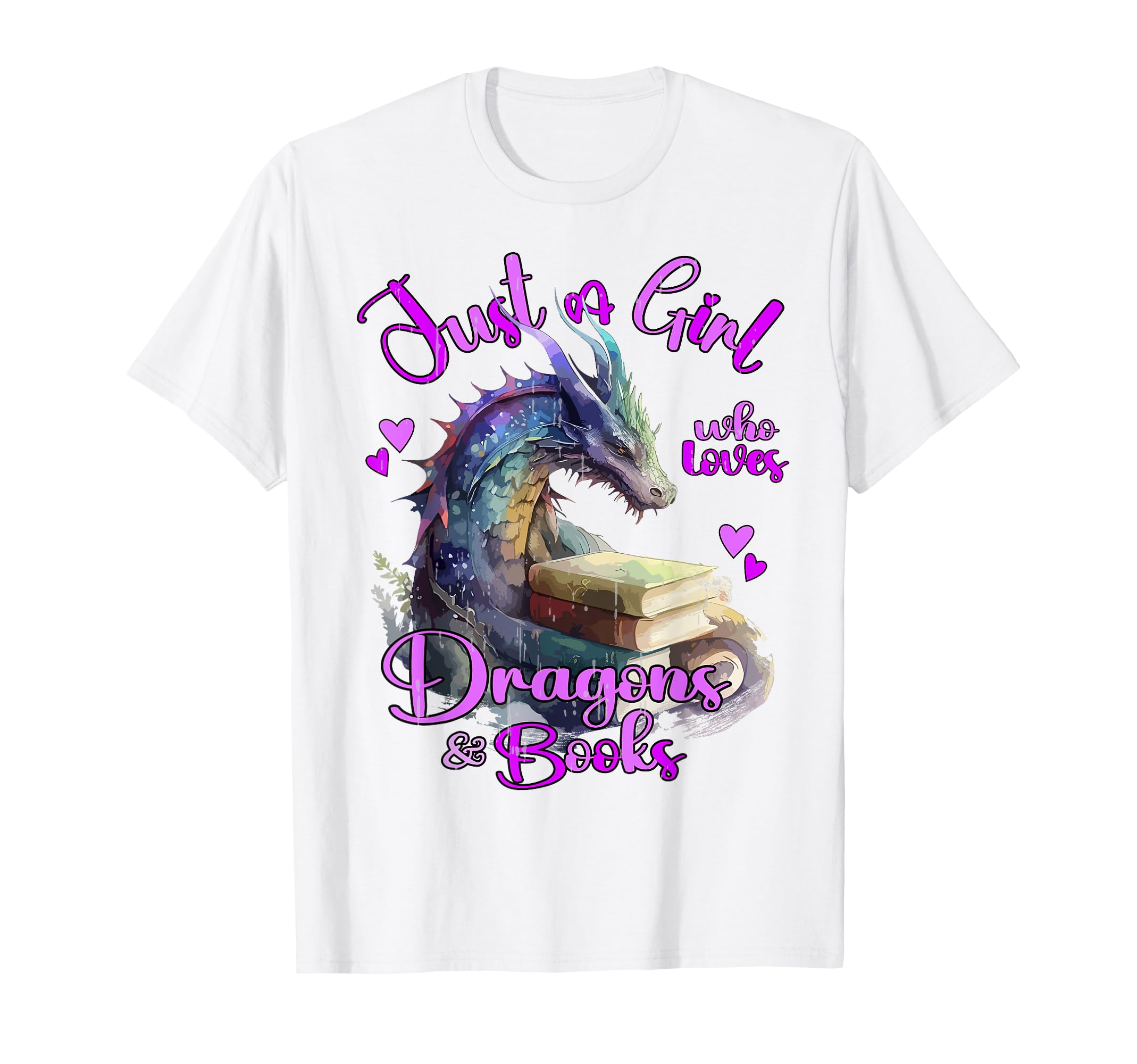 Just Who Loves Dragons And Books T-Shirt - Custom Art Print for Adults - T-Shirt, Sweatshirt, Hoodie