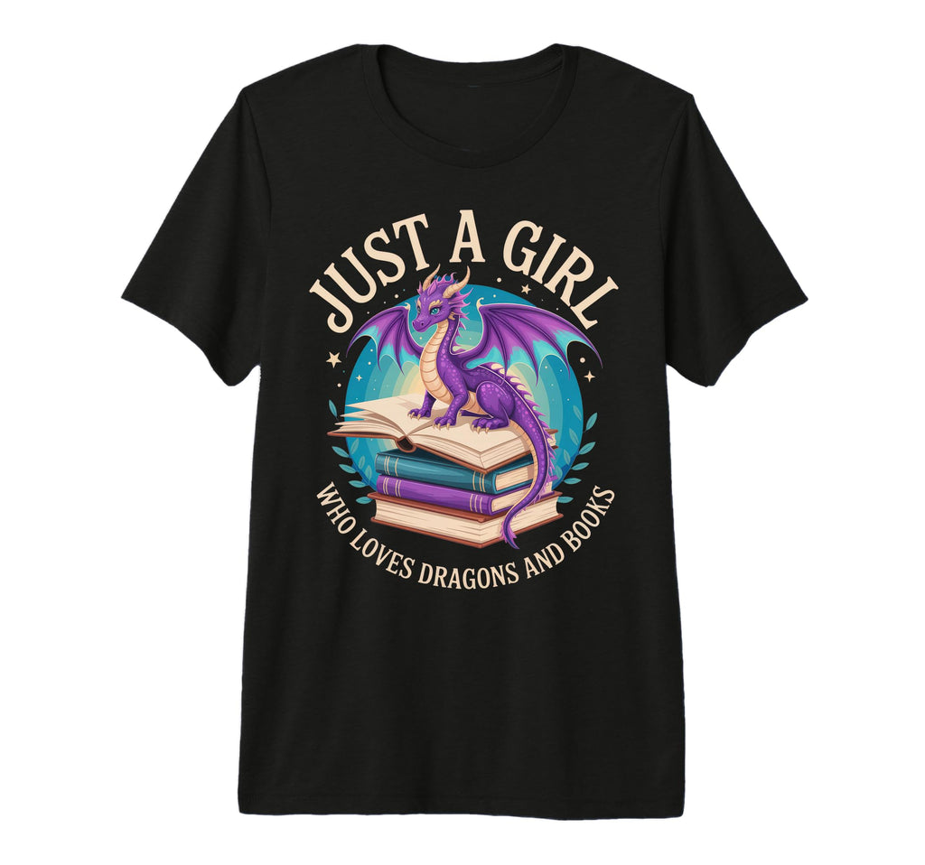 Just Who Loves Dragons And Books Fantasy T-Shirt - Graphic Print Unisex - T-Shirt, Sweatshirt, Hoodie